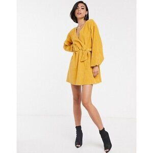 ASOS DESIGN Maternity cord wrap smock mini dress in marigold